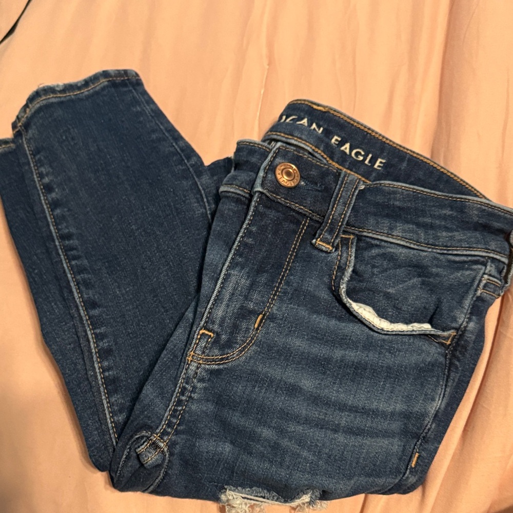 American Eagle Outfitters Women's Dark Blue High Rise Jeans